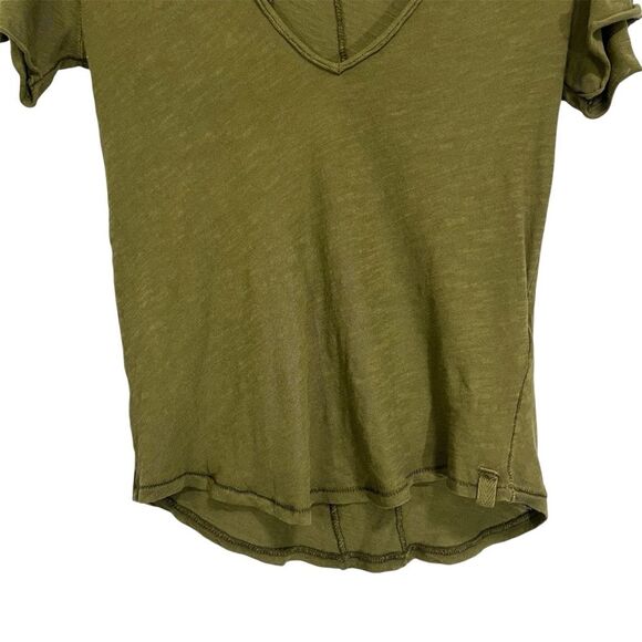 Free People Olive Green Sunny Days Ahead Tee Shirt Top M - Picture 4 of 8
